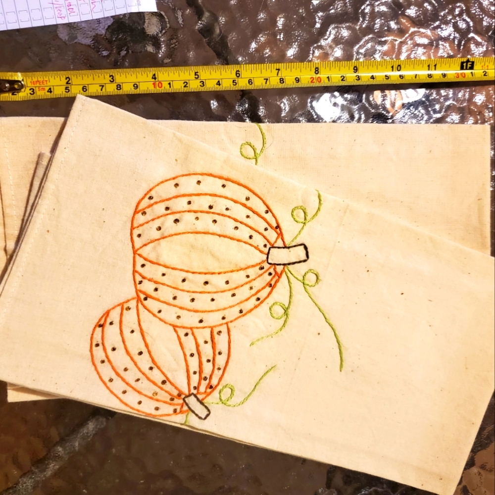 2 pumpkin tea towels